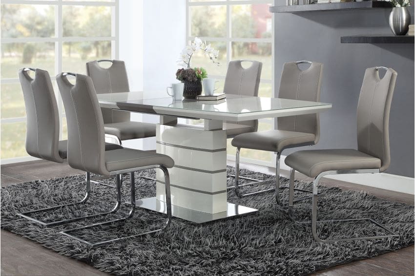 Glissand Contemporary Dining Set in Glossy White